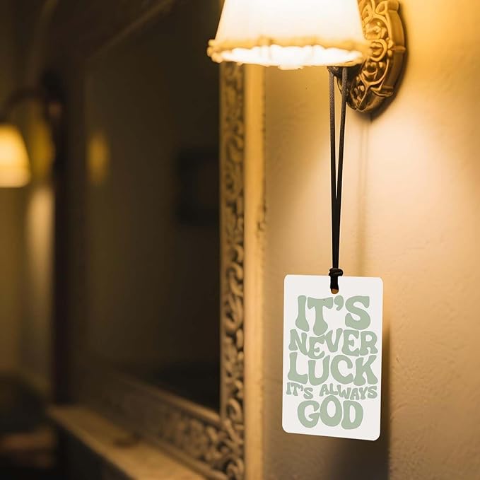 Christian Scripture Car Air Freshener 4Pcs, Inspirational Bible Quotes Hanging Scents,Light Green Bible Quote Gift Air Freshener Hanging in Car Wardrobe Drawer or Book.