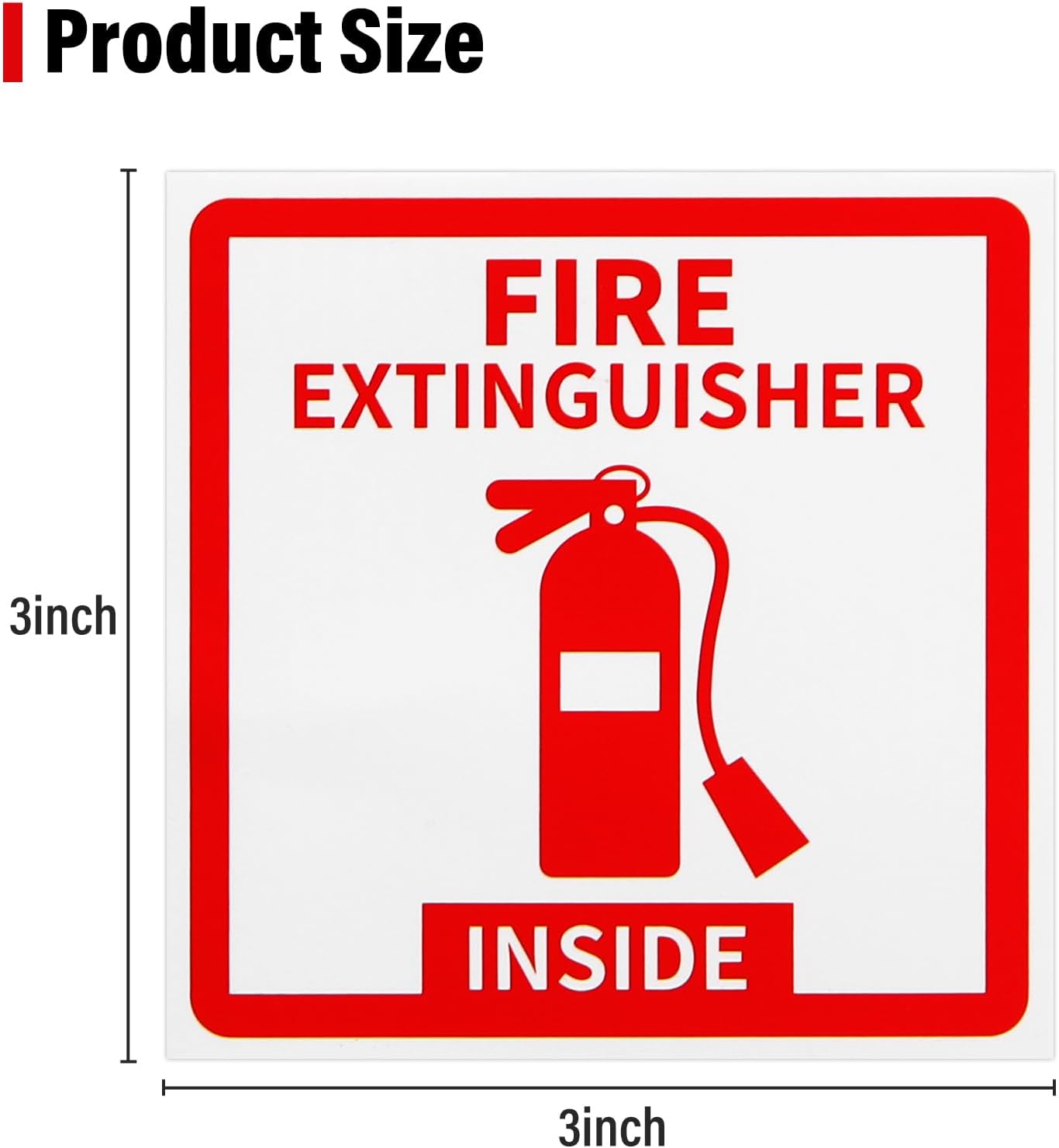 Madrigal Fire Extinguisher Inside Sticker Sign,2Pack 3x3" Self-Adhesive Vinyl, Weatherproof & UV Protected for Cars, Trailers, Rv's, Trucks and Vehicles, Red on White