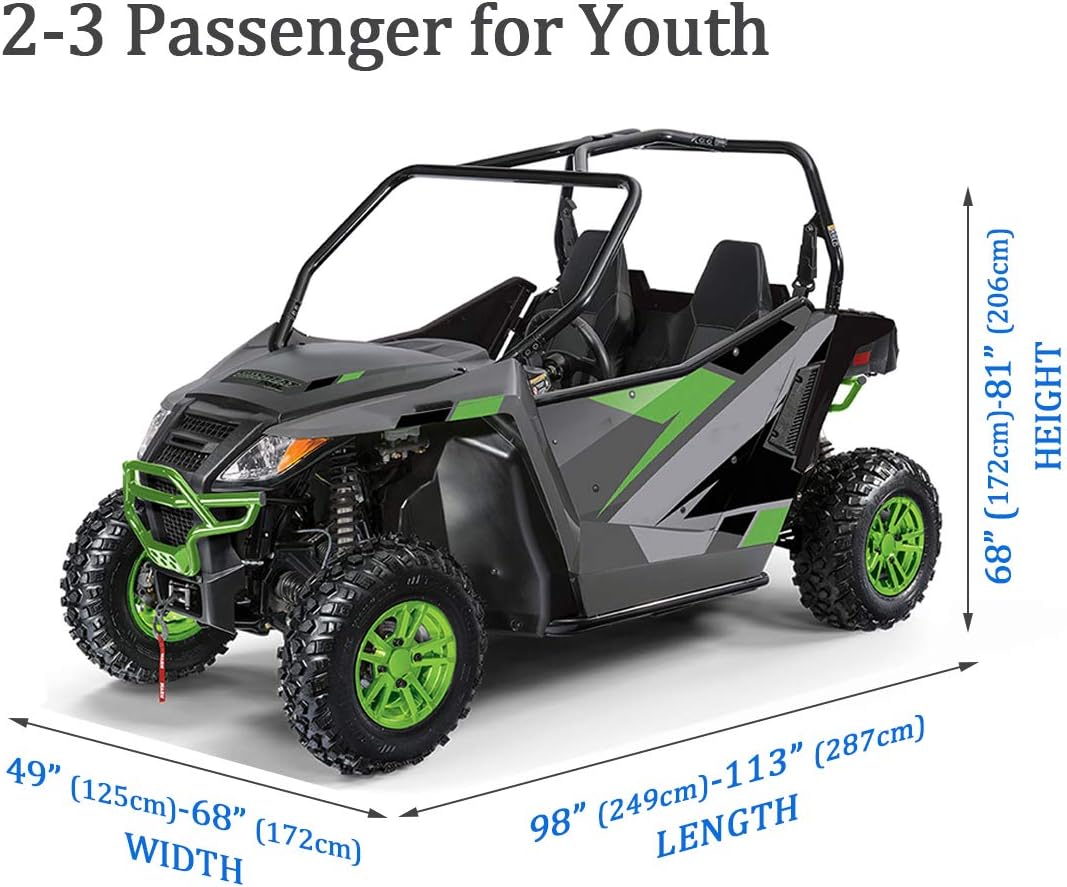 UTV Cover for 2 Seater Black Deluxe Waterproof Oxford Material 114’’x60’’x75’’ Utility Side by Sides Cover (Smaller 2-3 Passenger, Black & Silver)