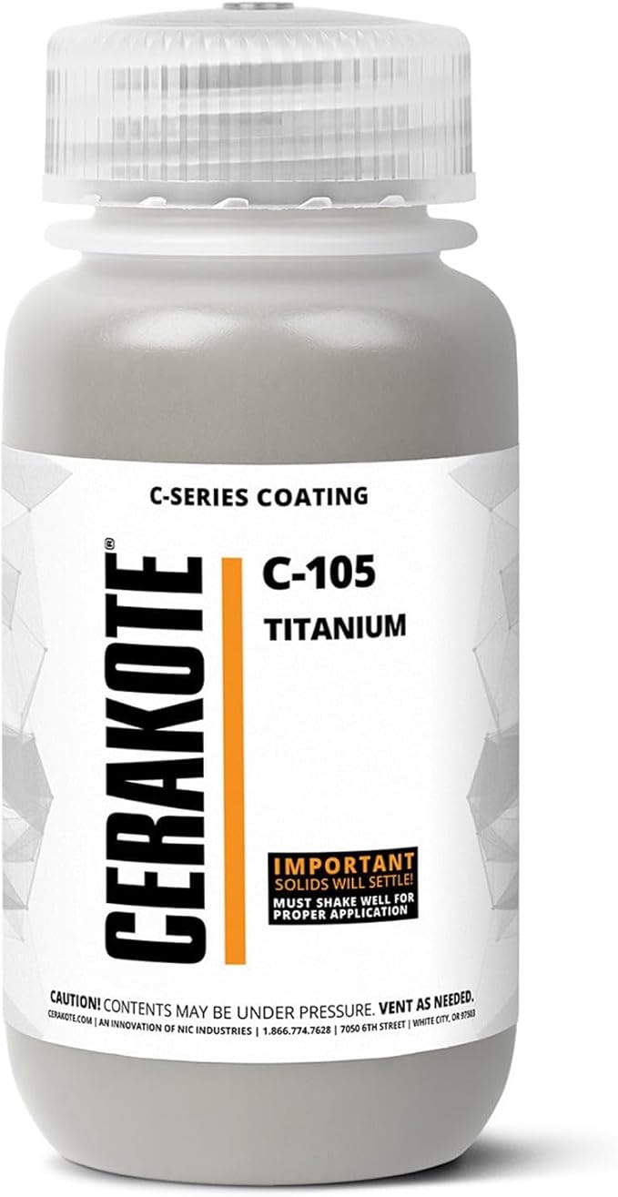 CERAKOTE® ( AIR CURE C-SERIES TITANIUM [ 32oz ] C-105Q Performance Ceramic Technology + Color on All- Metals, Polymers + More