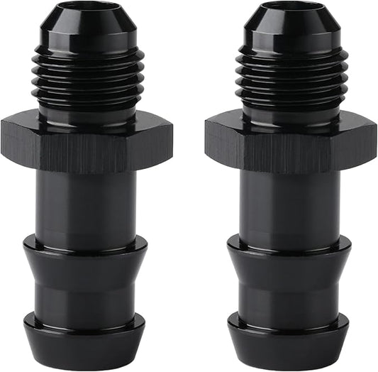 6AN Male Flare to 1/2 Hose Barb Straight Fitting Adapter Aluminum Black 2PCS