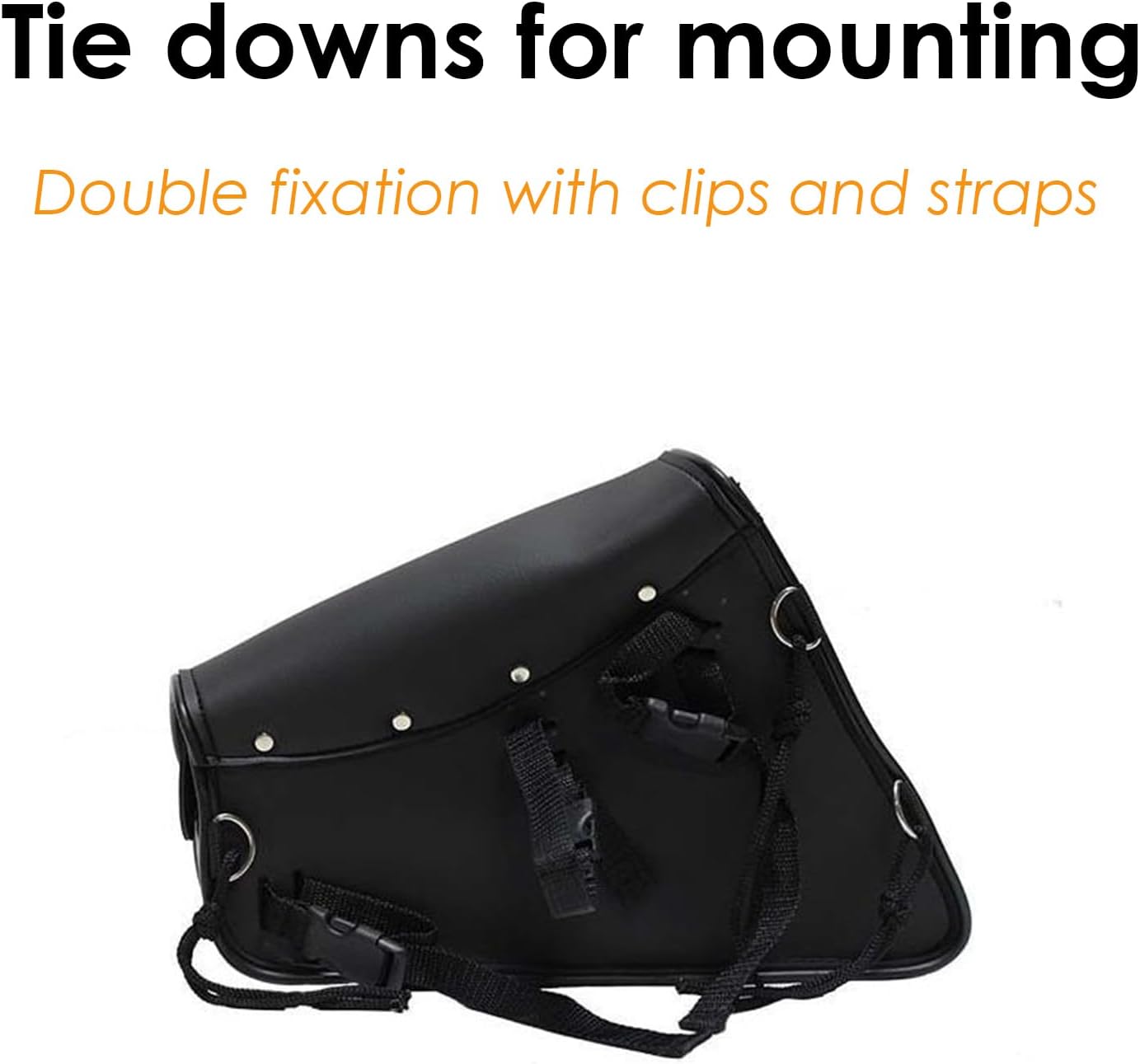 GARGOYLE BELLS Premium Naked Leather Swing Arm Bag For Motorcycle Left Side Solo Bags Saddle Bags For Softails Choppers (Style-2, Black)