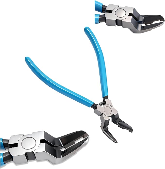 Upgraded Panel Clip Pliers, Automotive Trim Removal Tool for Car Interior Fasteners, High Carbon Steel V-Shaped Clip Removal Pliers with Ergonomic Non-Slip Handle, Spring-Assisted, Blue Handle