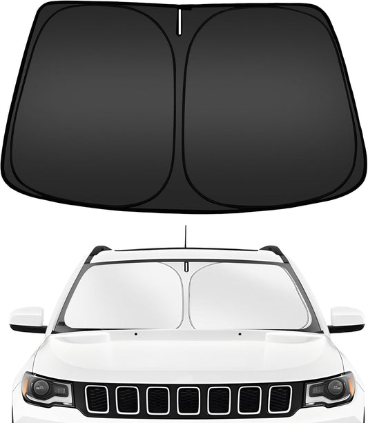 ARISMOTOR Windshield Sun Shade for Jeep Compass 2017-2024, Custom Fit Foldable Front Window Sunshade Sun Visor Protector, Block UV Rays Keep Your Car Cooler