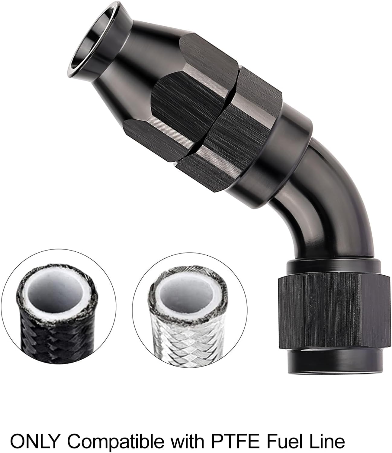 EVIL ENERGY 4AN 60 Degree PTFE One Piece Full Flow End Hose Fitting Aluminum Black