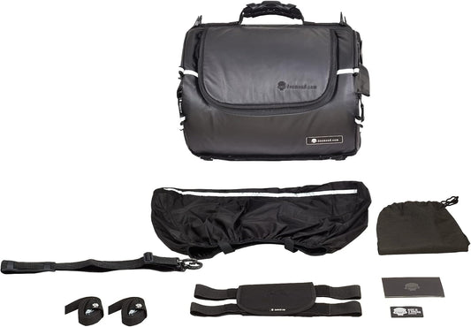 TUBE motorcycle travel luggage, made of waterproof Italian leather, 6.6 gallons capacity, motorcycle seat/rack/sissy bar bag