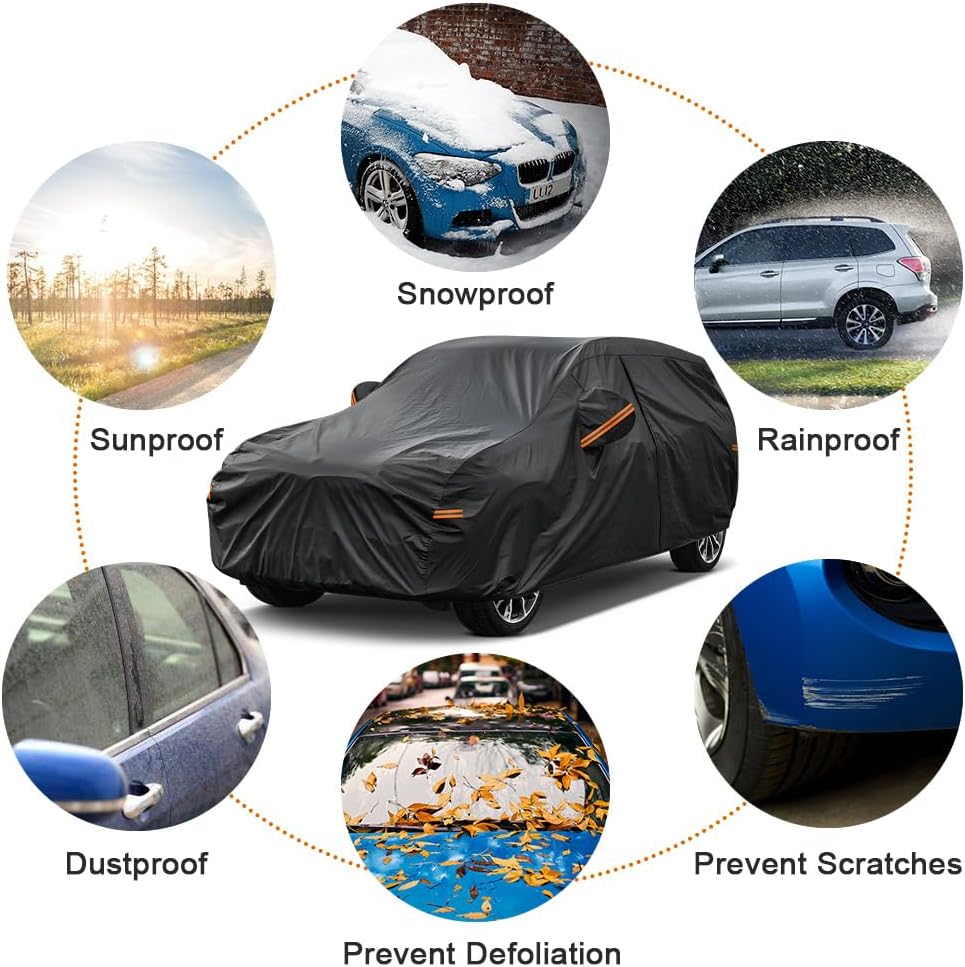 Kayme 7 Layers SUV Car Cover Custom Fit for Hyundai Palisade (2019-2025) Waterproof All Weather for Automobiles, Outdoor Full Cover Rain Sun UV Protection.Black