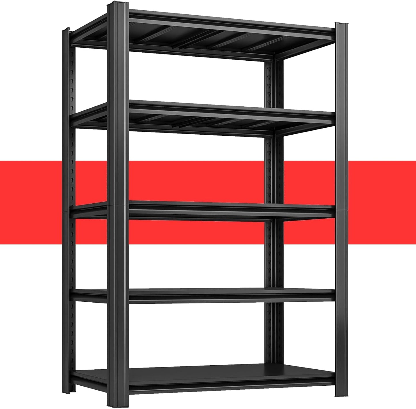 84" H x 47.24" W 5 Tier Metal Garage Shelves, 3000 LBS Adjustable Storage Shelving Unit for Warehouse, Basement, Kitchen, Store Display, Flower Stand, Office, Classroom, 24" D, Black