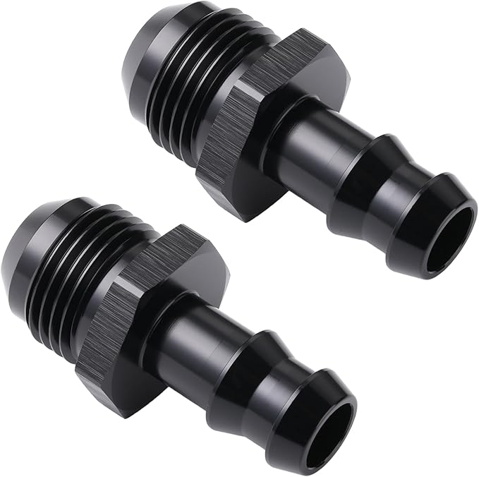 10AN Male Flare to 1/2 Hose Barb Straight Fitting Adapter Aluminum Black 2PCS