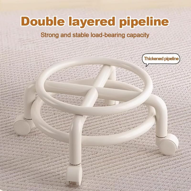 Low Rolling Stool with Wheels,Mini Rolling Garage Stool with Back Support,360° Rotating Floor-Friendly Wheels for Home, Office,Garage & Salon (Transparent Brown)