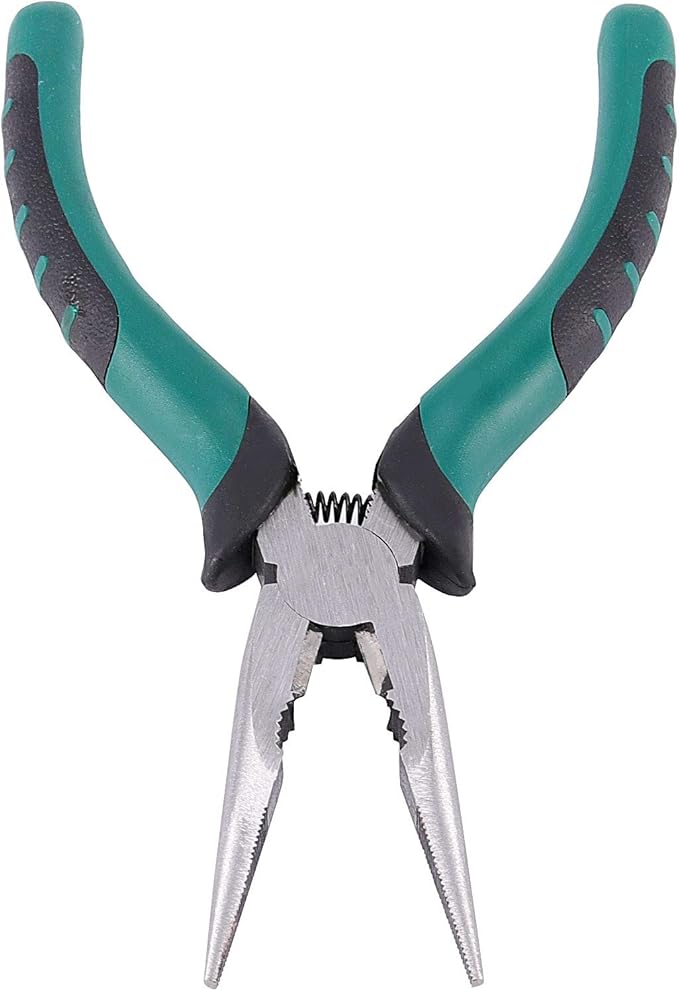 12 PCS 6.5 Inch Spring Needle Nose Pliers, Heavy Duty Steel Nose Side Cutting Pliers Nonslip Rubber Handle Wire Cutter for Crimping Looping Shearing