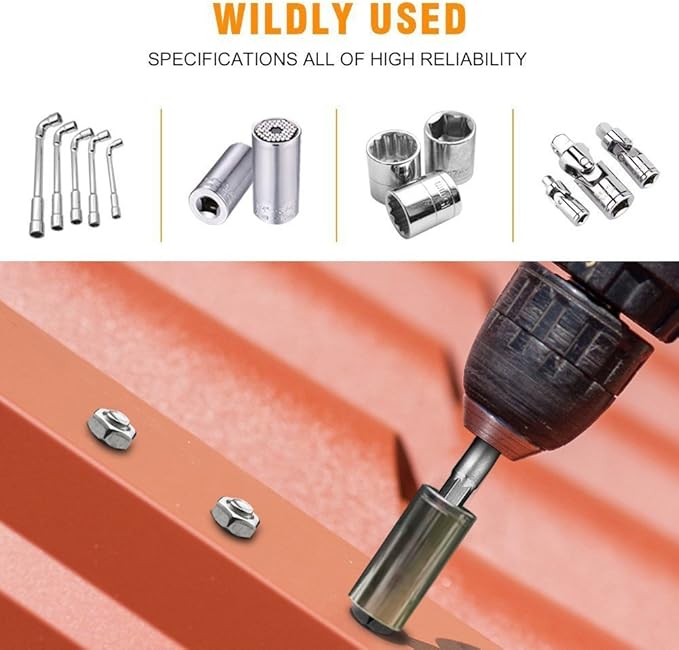 Impact Socket Adapter Set for Drill - 1/4 3/8 1/2" Impact Grade Driver Bit Set Extension Bit with Holder Ratchet Wrench Nut Hex Drive Adapter