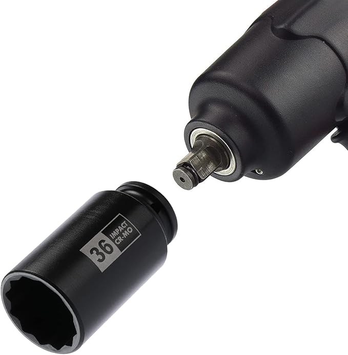 Mayouko 8PCS 1/2" Deep Axle Nut Impact Socket Set, CR-MO, 12 Point Design, Metric, 29,30,32,34,35,36,38,39mm, 1/2 Inch Extra Deep Impact Socket