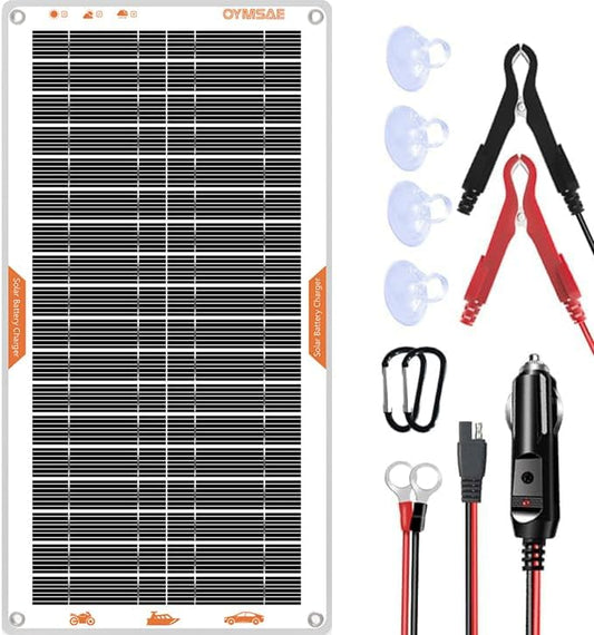 OYMSAE 10W Solar Car Battery Charger Portable 12V Trickle Battery Charger & Maintainer Waterproof Solar Panel for Car Boat Automotive RV