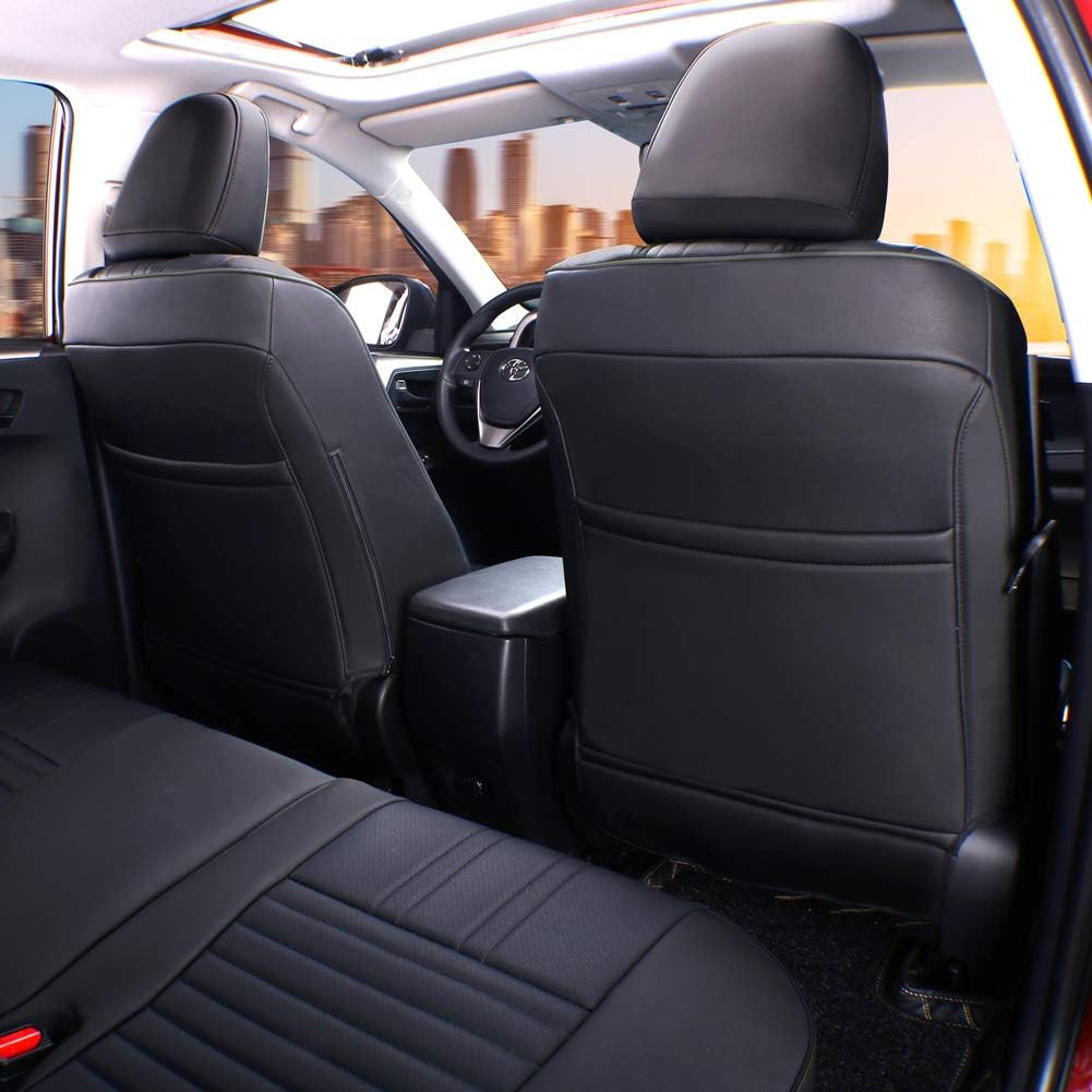 EKR Accord Car Seat Covers for Cars Honda Accord EX,EX-L,Sport,Sport SE,Touring 2017,Rear Row W/Split,Car Seat Covers Full Set,Leather Seat Covers Front Seats & Back-Leather(Black)