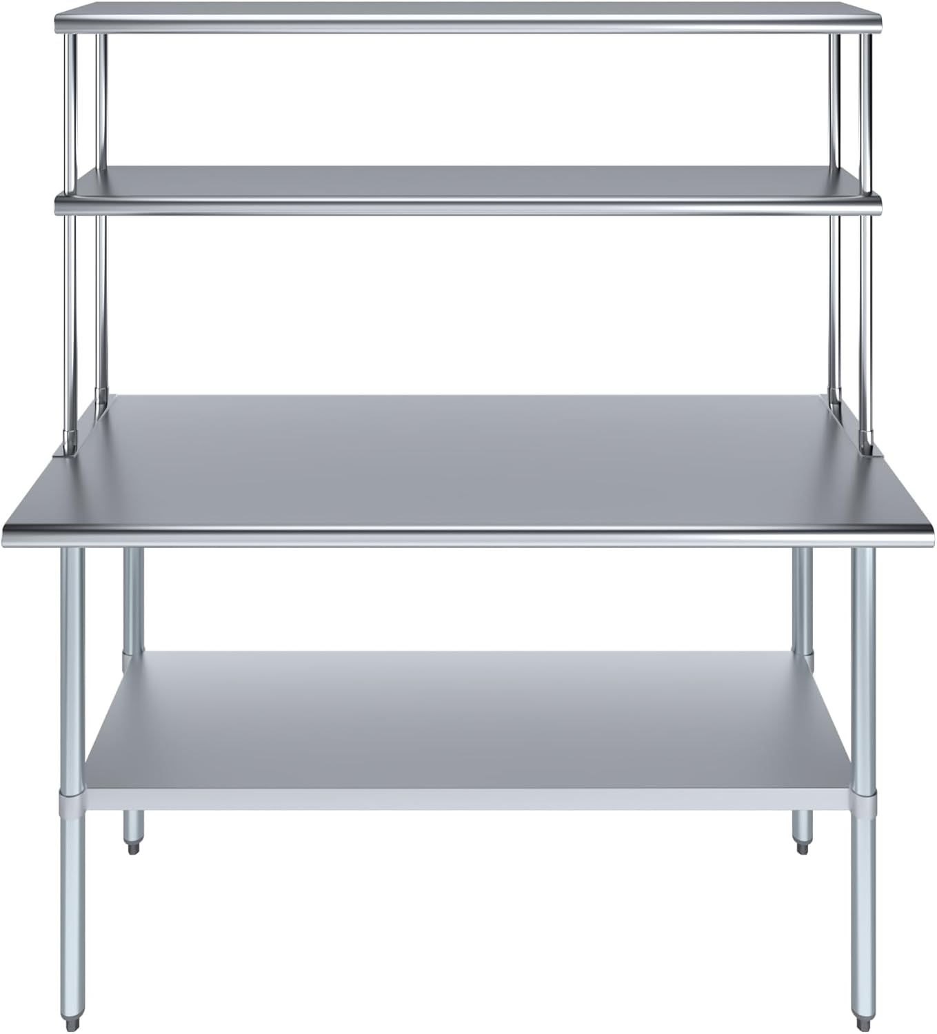 Amgood Stainless Steel Work Table Double Tier Overshelf | Metal Kitchen Prep Table & Shelving Combo (24" x 60" Work Table + 12" Overshelf)