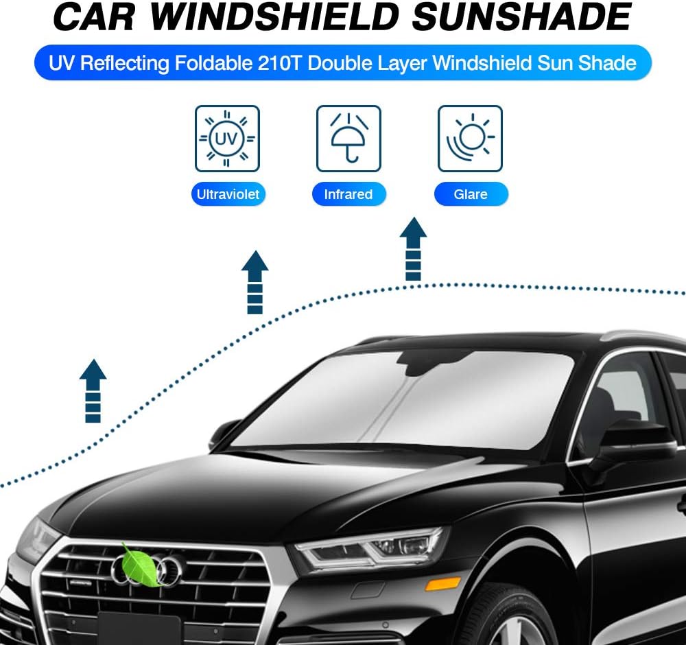 KUST Windshield Sun Shade for Audi Q5 Accessories 2018-2024 2025 2026 Custom Fit Window Shade Sun Visor Protector Foldable Blocks UV Rays Keep Car Cooler