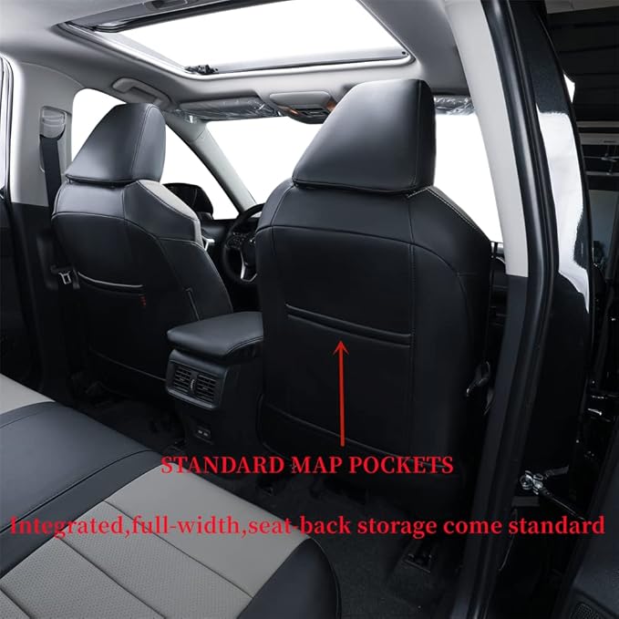 coverdream Custom Seat Covers Compatible with Select Toyota RAV4 Hybrid 2016 2017 2018 Models - Leatherette (Black/Gray,Full Set)