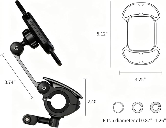 Rcool Universal Bike Phone Mount Holder,with Buckle Mount Base, 360°Rotation Four Corner Fixation for Bicycles Scooter eBike Dirt Road Cruiser Jogging Stroller Torch Light Dash Cam，Black
