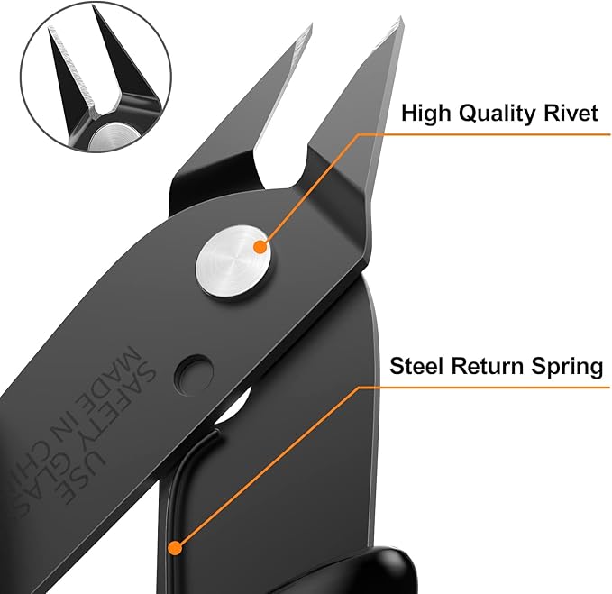 BOENFU Precision Wire Cutter Jewelry Zip Tie Cutters 5 Pack Flush Cutters Nippers Small Side Cutting Pliers for 3d Print, Plastic Models, Jewelry, Electronics, Black, 5 Inches