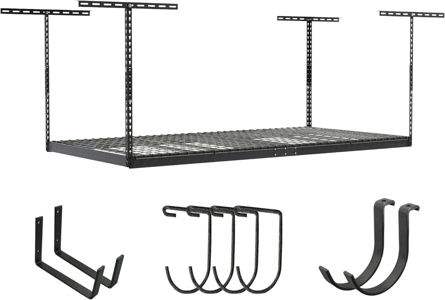 SafeRacks 4x8 Overhead Garage Storage Rack Heavy Duty - Hammertone (24"-45") - Holds 600 lb