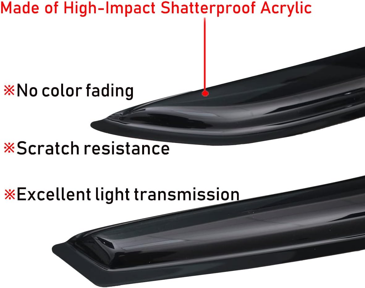 Lightronic Extra Durable Outside-Mount Auto Vent Window Visor, Fit 2013-2022 Buick Encore (EXCLUDES Encore GX), 2013-2022 Chevrolet Trax, UV Protection Rain Guard, Original Wind Deflector, Smoke, 4Pcs