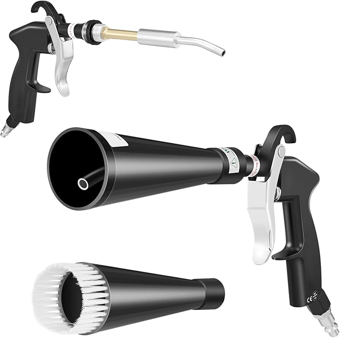 Youzon Tornado Car Cleaning Gun, Air Dryers, Blowers & Blades, Tornado Air Gun, Tornado Dry Cleaning Gun,Use with Air Compressor, Quickly Blowing Out Dirt (2 Nozzle)