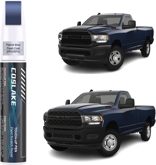 Car Touch Up Paint(Patriot Blue Pearl-Coat(PPX/RPX)) for Dodge Ram, Car Paint Scratch Repair Kit, Quick & Easy Solution to Repair, 2 in 1 Scratch Remover Pen with 2PCS Disposable Micro Applicators