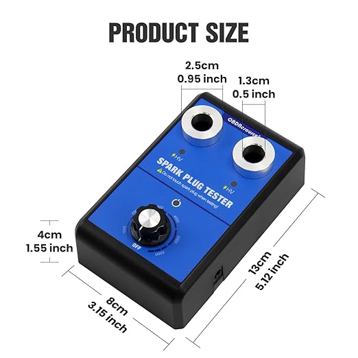 Spark Plug Tester, Dual Holes Automotive Engine Ignition Coil Tester 0 to 6000RPM Adjustable Working Frequency Car Motorcycle Spark Tester Tool for 12V Gasoline Vehicles Spark Plug Socket