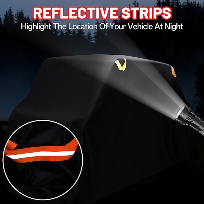 StarknightMT UTV Cover 4-6 Seater,Large 420D Waterproof Cover Compatible with Defender MAX PRO/X3 MAX/Wildcat/Prowler/Viking/Ranger Crew/RZR XP 4/Teryx4/Mule Pro/Gator XUV 590 with Reflective Strips