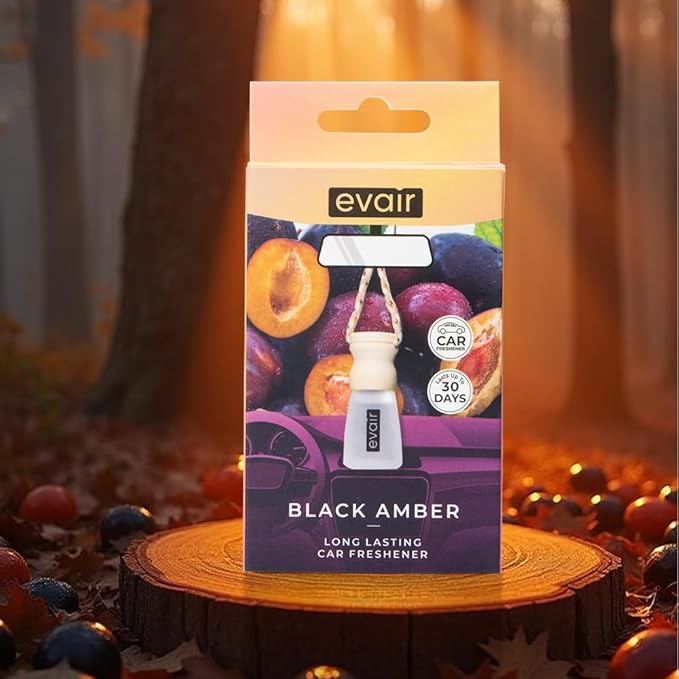 Evair Scent For Car Air Freshener Hanging 2 Pack Air Fresheners Diffuser - Amber Fragrance Oil Air Diffuser for Car, 60 days Long Lasting Fragrance Essential Oil