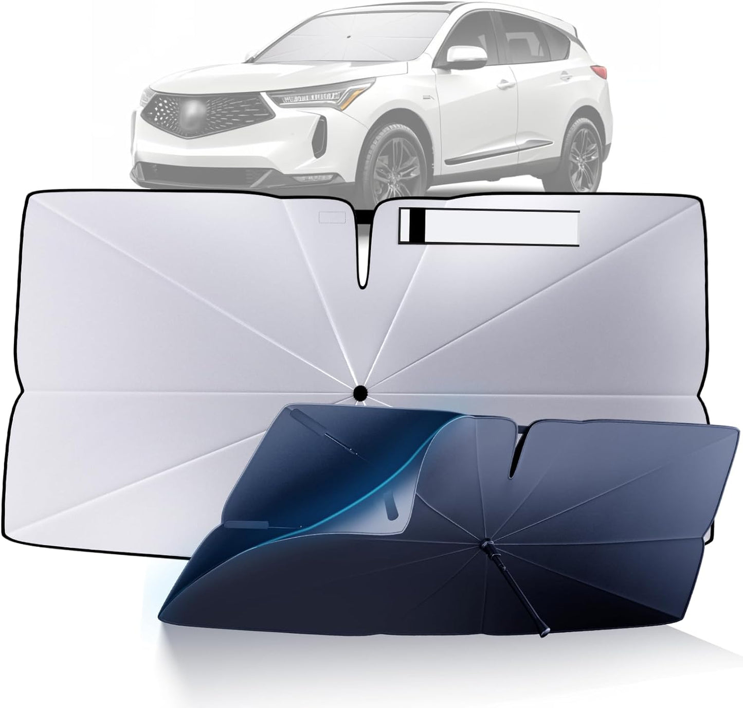 Windshield Sun Shade Umbrella for 2019-2025 Acura RDX Accessories: Custom Fit 240T Silver, Double Thickened, Foldable Sunshade Window Sun Visor, Ultimate 99% UV Blocking for Base, Technology, A-Spec