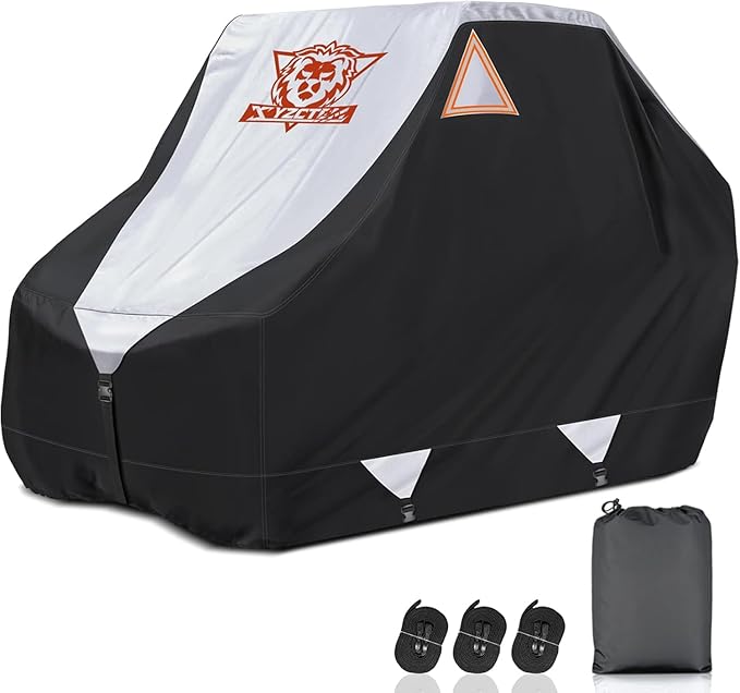 XYZCTEM UTV Cover,Outdoor Waterproof All-Weather Protection UTV Cover Compatible with Polaris RZR Can-Am Yamaha Honda Kawasaki Suzuki,and More.with Upgraded Windproof Straps,Vent(Silver,2-3 Seater)