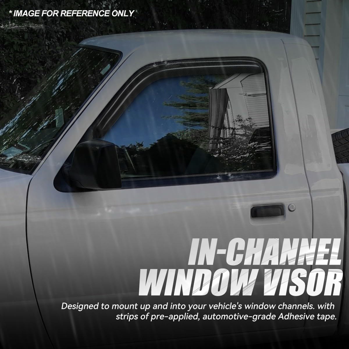 Auto Dynasty 2Pcs Carbon Fiber Pattern Window Visors Compatible with 1993-2009 Ford Ranger Mazda B2300 B2500 B3000, Tape-On Front Window Deflectors Rain Guards Sun Air Side Vent Shade, Glossy Black