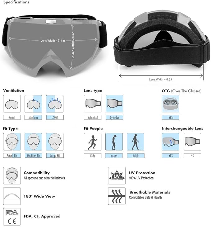 SPOSUNE Dirt Bike ATV Goggles UV400 Motorcycle Goggles for Men Women Youth Motocross Riding Goggles Windproof Dustproof