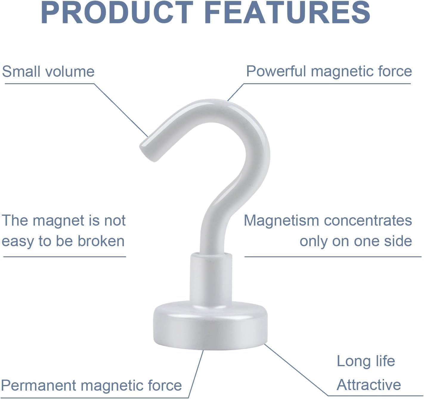 DIYMAG Magnetic Hooks, 30Lbs Strong Heavy Duty Cruise Magnet S-Hook for Classroom, Fridge, Hanging, Cabins, Grill, Kitchen, Garage, Workplace and Office Etc, (20 Pack-White)