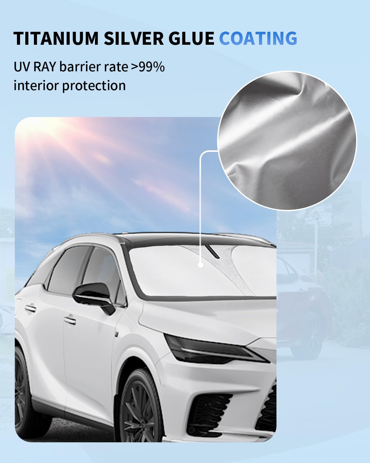 Sun Shade for RX350 Windshield Sunshade Front Window Shield Custom Fit for Lexus RX 2016-2022 Accessories Sun Visor for for Lexus RX 2016-2022 Protector Foldable Blocks UV Rays Heat