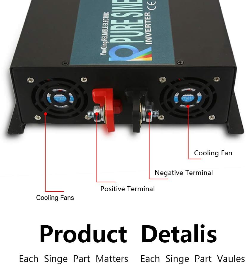 WZRELB Strong Driving Capacity 2500W 24VDC to 120VAC Pure Sine Wave Inverter Power Converter (RBP250024B1), Black