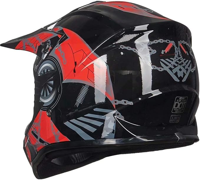 ILM Adult Dirt Bike Helmets Motocross ATV Dirtbike BMX MX Offroad Full Face Motorcycle Helmet, DOT Approved Model 128S (Red Black, Adult-Large)