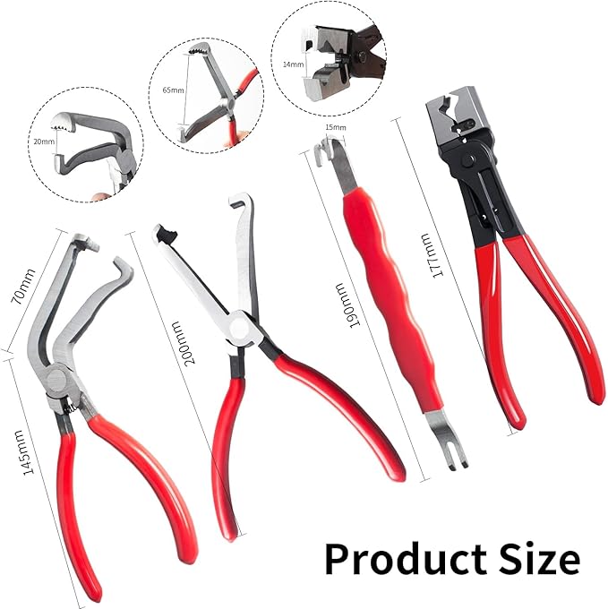 4 Pieces Electrical Disconnect Pliers for Cars, Electrical Connector Separator Tool and Automotive Electrical Connector Disconnect Pliers,Fuel Line Petrol Clip (Red 4 Pcs)