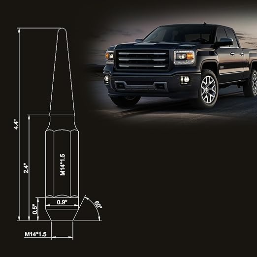 2 in 1 32PCS M14 x 1.5 Black Spike Lug Nuts with 1 Socket Key Compatible with F-150 2015-2017 Expedition, Chevy Silverado Suburban Tahoe1999-2019, Sierra1999-2022, Ram 1500 2500 3500 2012-2022