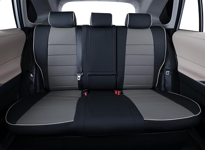EKR Rav4 Seat Covers Custom Fit for Toyota Rav4 XLE,Platinum,Limited 2013-2018 & SE 2016-2018, Leather Truck Seat Cover Full Set for SUV,Faux Leather(Black/Gray)