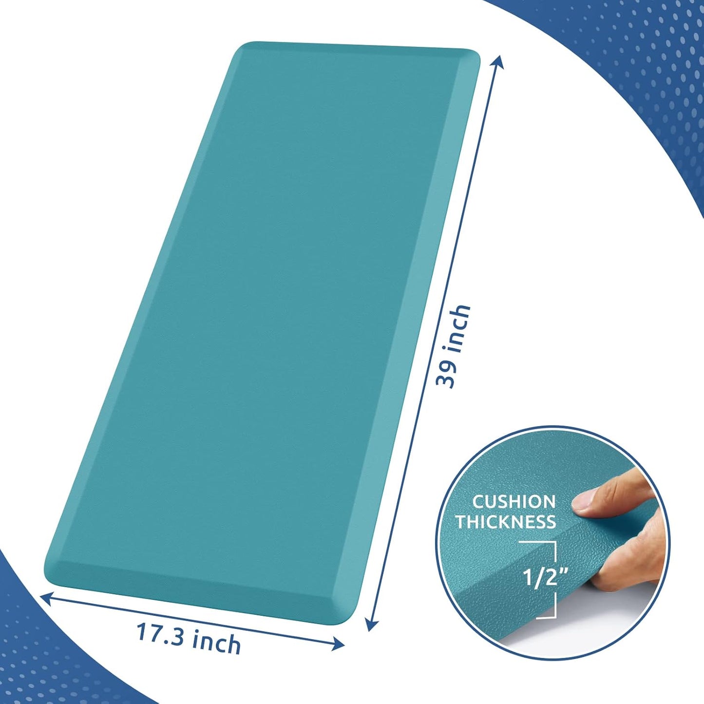 KitchenClouds Kitchen Mat Cushioned Anti Fatigue Kitchen Rug 17.3"x39" Waterproof Non Slip Kitchen Rugs and Mats Standing Desk Mat Comfort Floor Mats for Kitchen House Sink Office (Green)