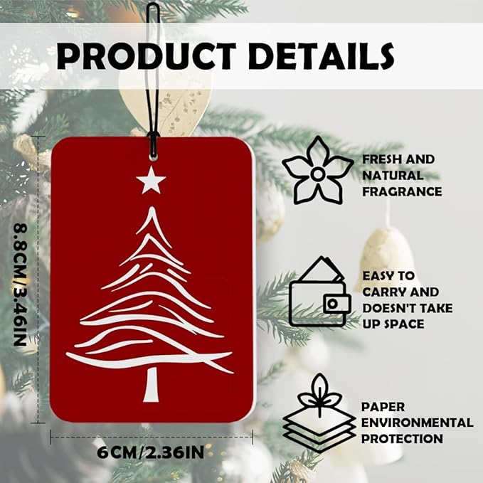 Red Winter Christmas Car Air Freshener 3 Pcs, Minimalist Christmas Winter Stockings Tree Air Freshener Hanging Decor for Cars Closet Drawer Books Accessories Gifts