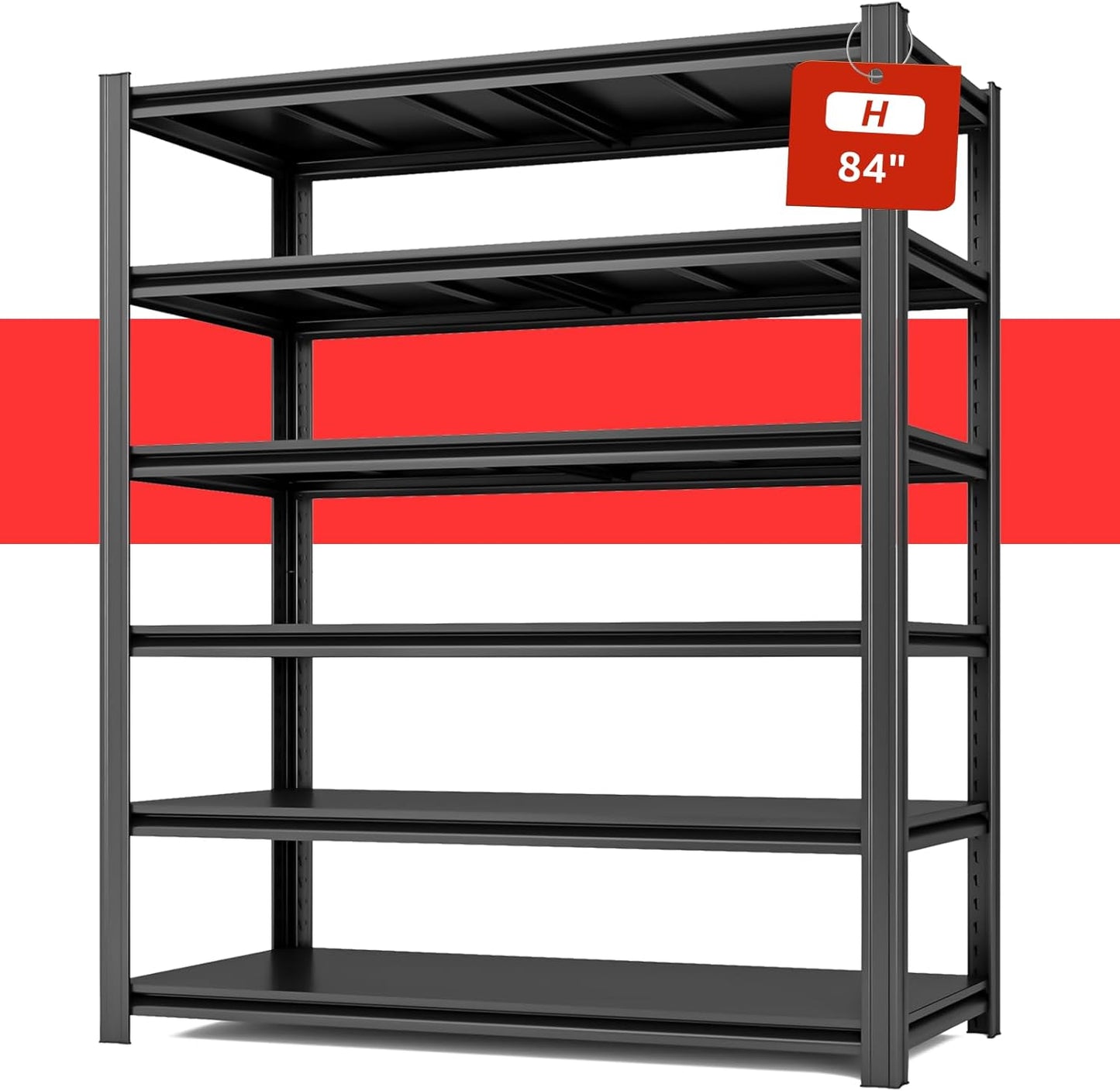 84" H x 55.12" W 6 Tier Metal Garage Storage Shelves, 3600 LBS Heavy Duty Adjustable Shelving Unit for Warehouse, Basement, Kitchen, Store Display, Flower Stand, Office, Classroom, 23.62" D