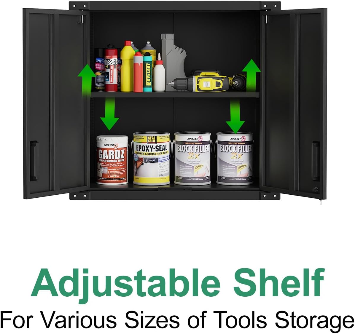 Metal Tool Cabinet,Garage Storage Cabinet System,Wall Cabinet & Locking Rolling Tool Cabinet with Doors and Adjustable Shelves,Steel Tool Cabinets for Home,Office (3 Pcs-StyleA, Black)