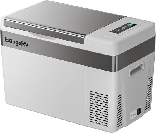 BougeRV 12 Volt Refrigerator With Cover 12V Car Fridge 30 Quart Portable Freezer Compressor Cooler Compressor Freezer, 12/24V DC 110~240V AC, -8℉~50℉ for Truck RV SUV
