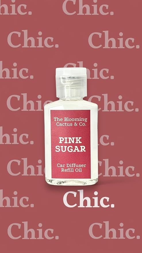 Car Air Freshener Refill Oil - Fragrance Oil Diffuser Refill - Car Diffuser Refill - Reed Diffuser Refill -The Blooming Cactus & Co. - (Pink Sugar)
