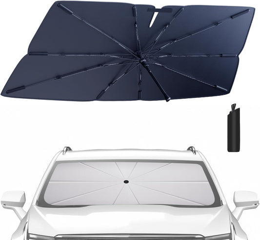 Windshield Sun Shade Umbrella for 2019-2025 Cadillac XT4 Accessories: Custom Fit 210T Silver, Foldable Sunshade Front Window Sun Visor, Blocks UV Rays, Keeps Car Cool for Luxury, Premium Luxury, Sport