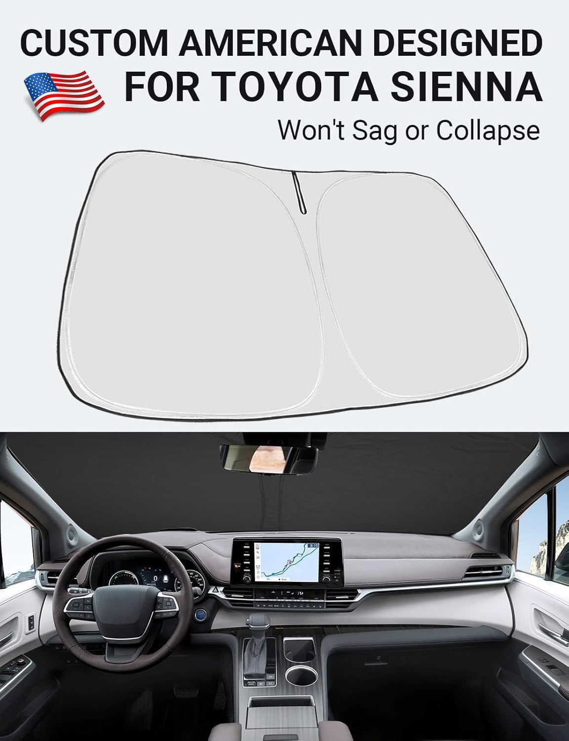 Proadsy Custom Fit 2021-2025 Sienna Mini L LE SE XLE Limited Van Windshield Sun Shade 4-Layer Foldable Front Sunshade Protector Sun Visor Blocks UV Rays Keep Car Cooler